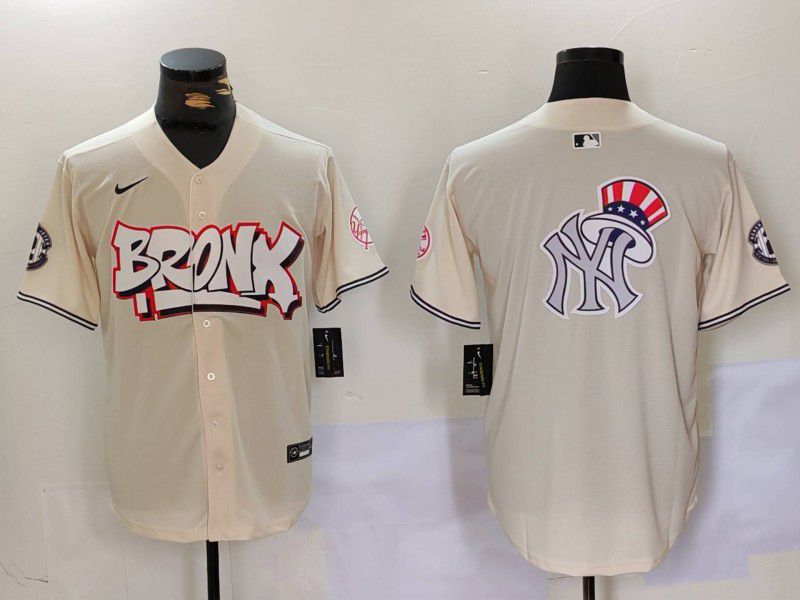 Men New York Yankees Blank Cream joint name 2024 Nike MLB Jersey style 10->new york yankees->MLB Jersey